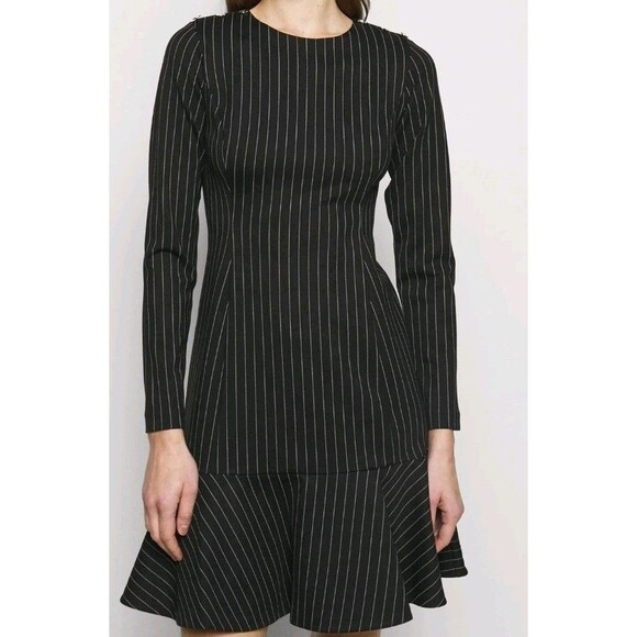 Lauren Ralph Lauren Long Sleeve Dress Pinstripe Black & White Women’s Size M NWT - Picture 1 of 15